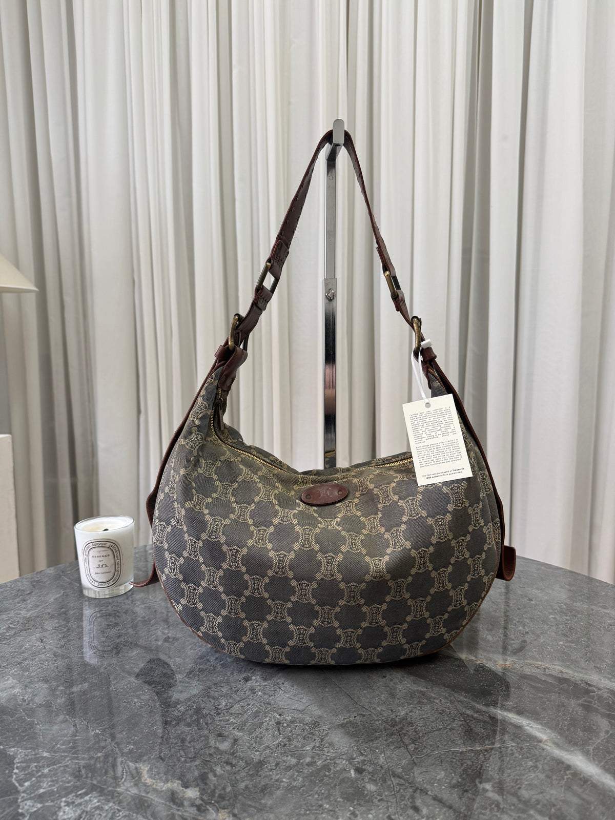 Celine Denim Half Moon Macadam Triomphe Shoulder Bag