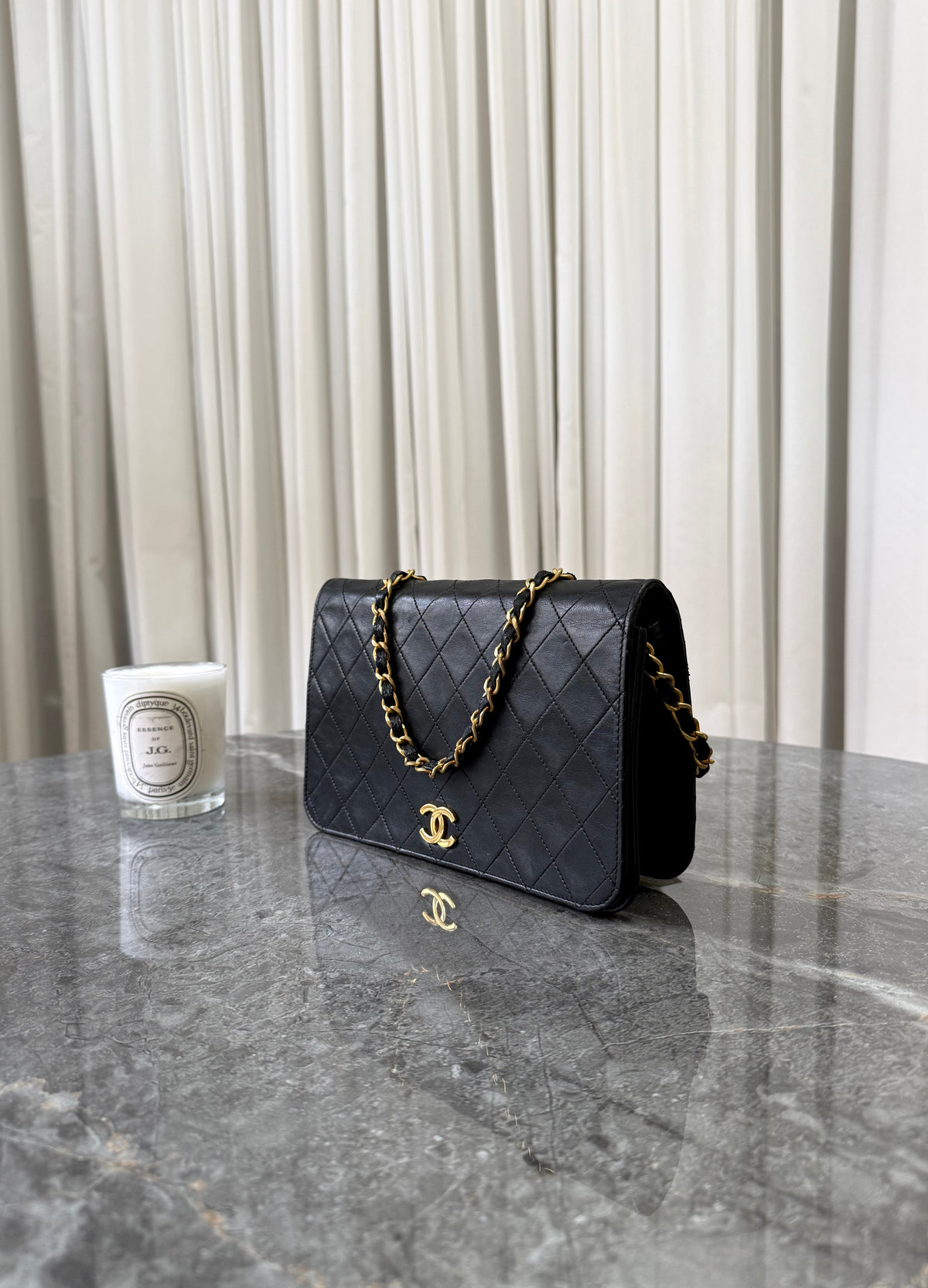 Chanel Full Flap Bag Lambskin Black 24K Gold HW