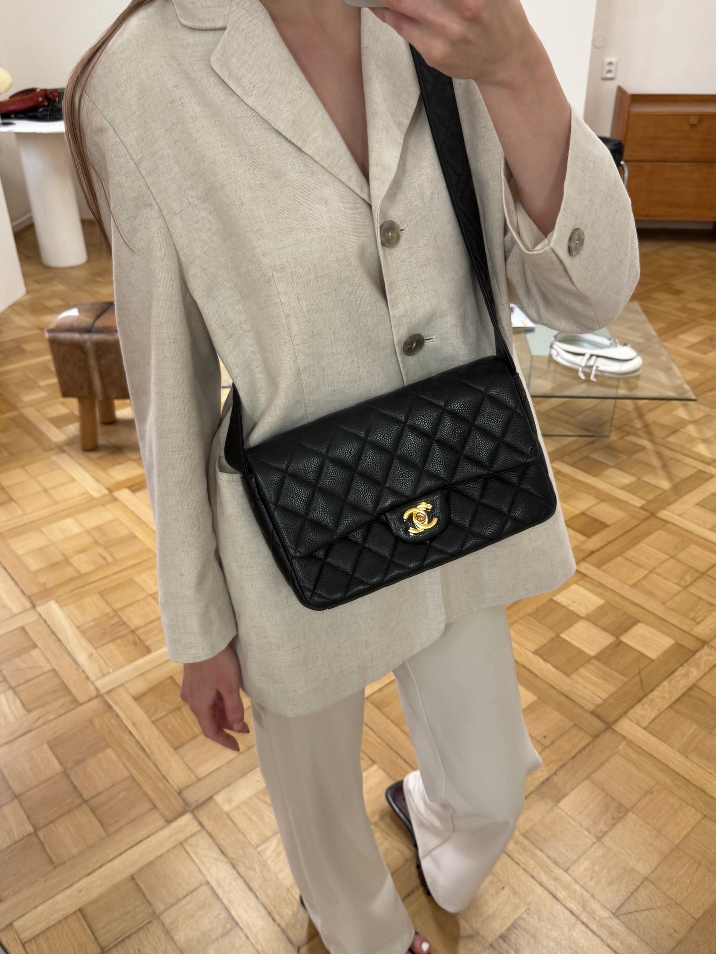 CHANEL CAVIAR SINGLE FLAP BAG
