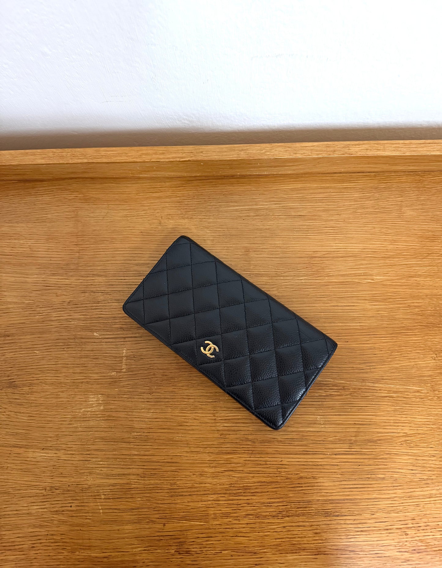 CHANEL CAVIAR LONG WALLET BLACK SERIES 21
