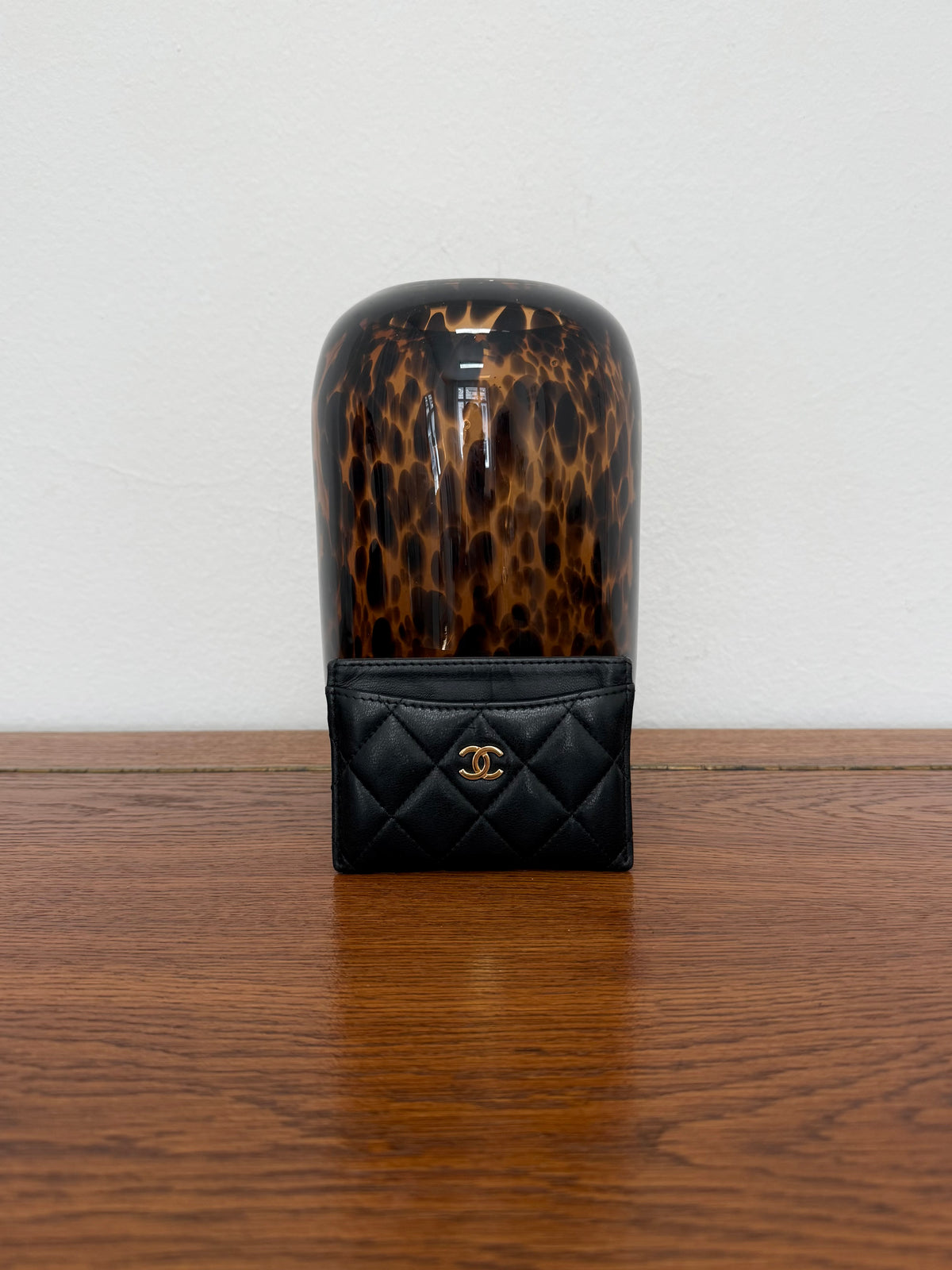 Chanel Classic Quilted Card Holder Lambskin Black Gold HW