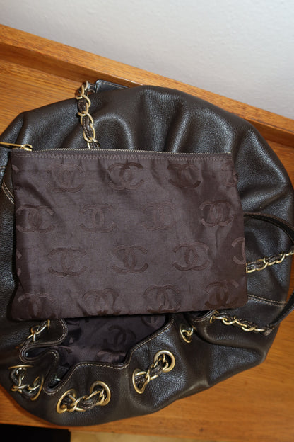 CHANEL DARK BROWN BUCKET BAG & POUCH