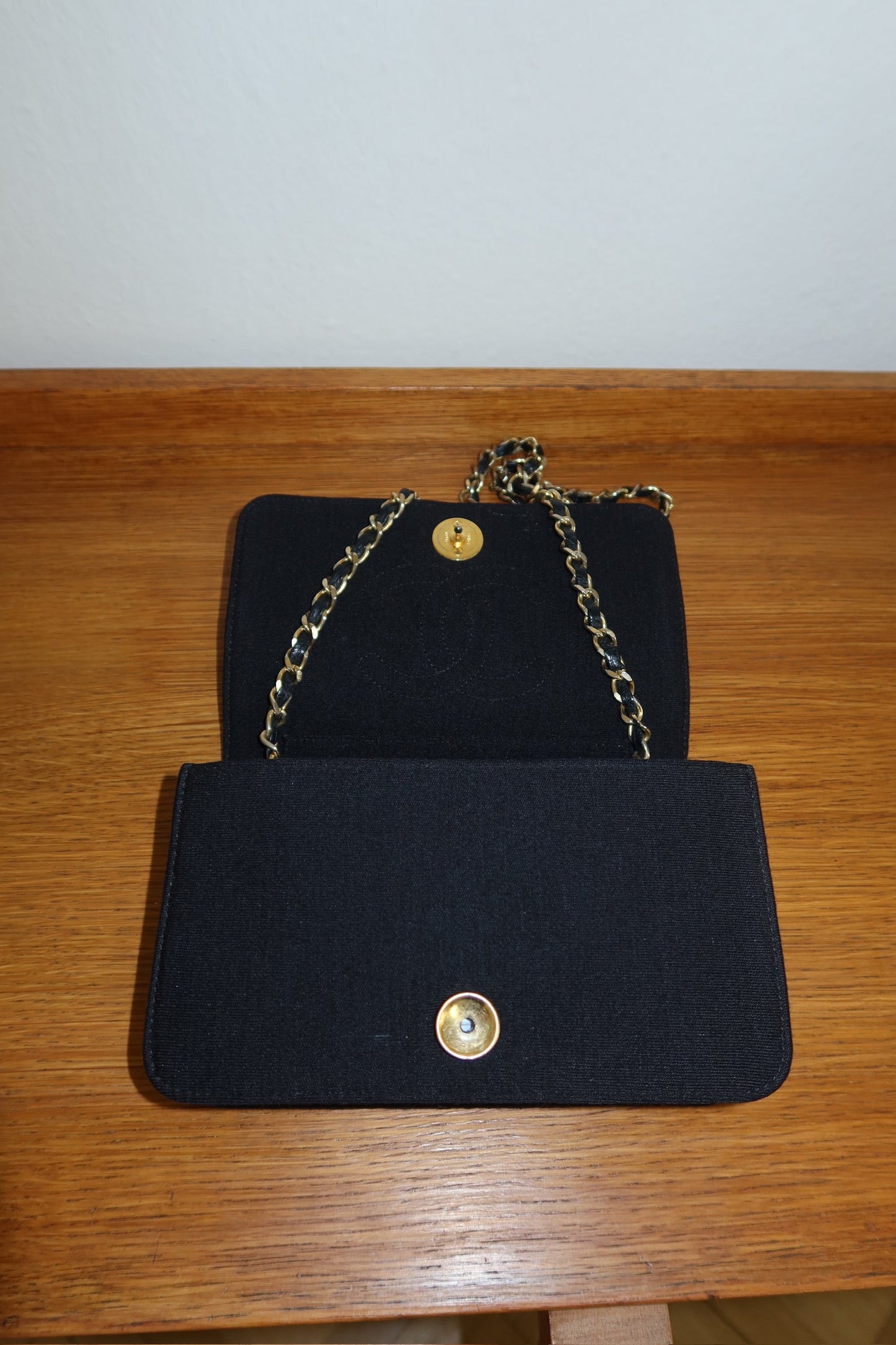 CHANEL BLACK WOC WALLET ON CHAIN