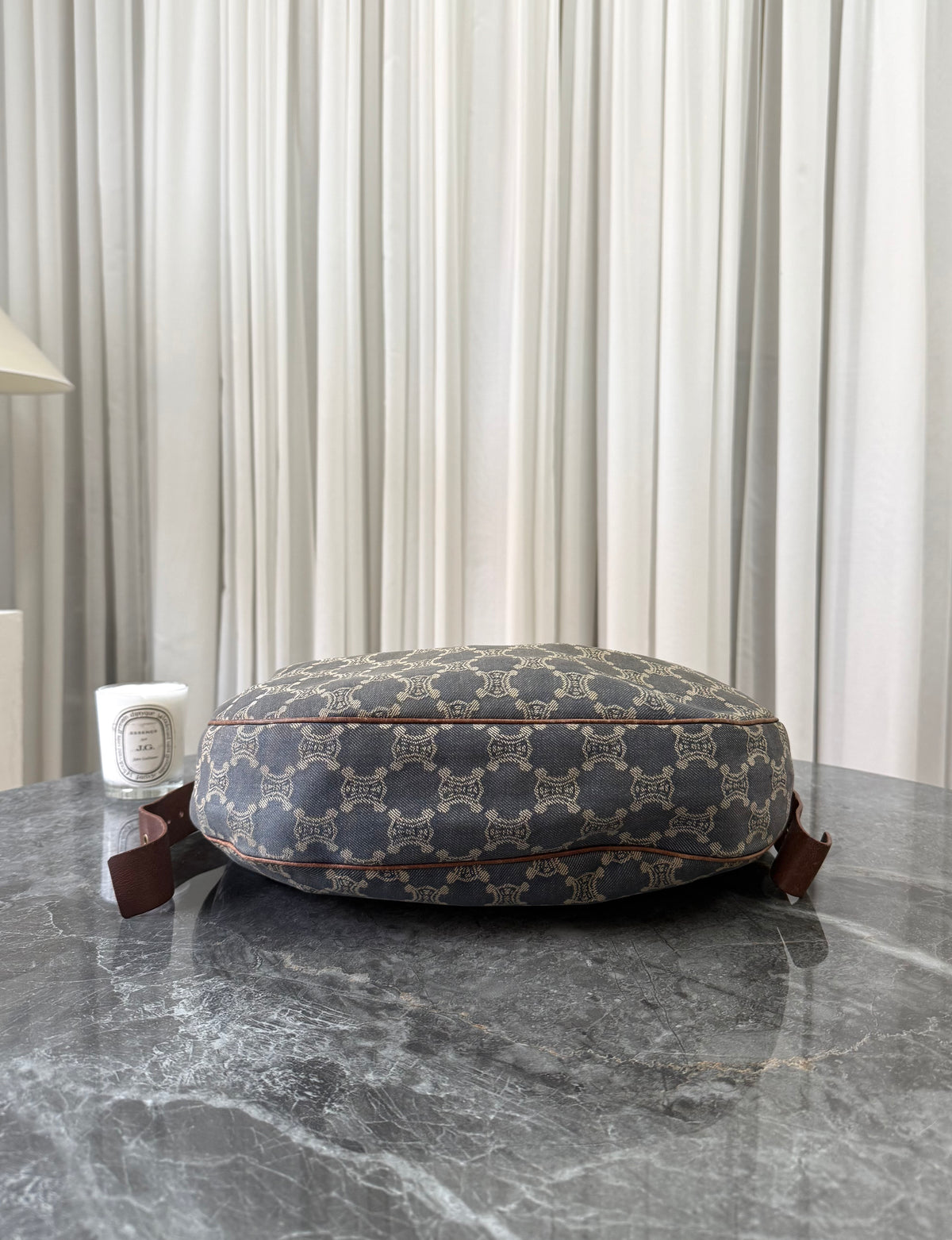 Celine Denim Half Moon Macadam Triomphe Shoulder Bag