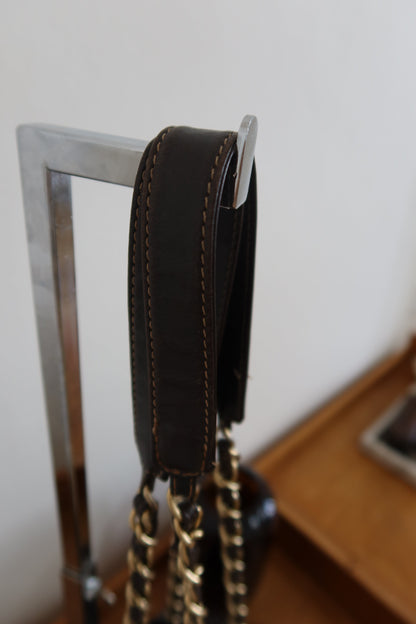 CHANEL DARK BROWN BUCKET BAG & POUCH