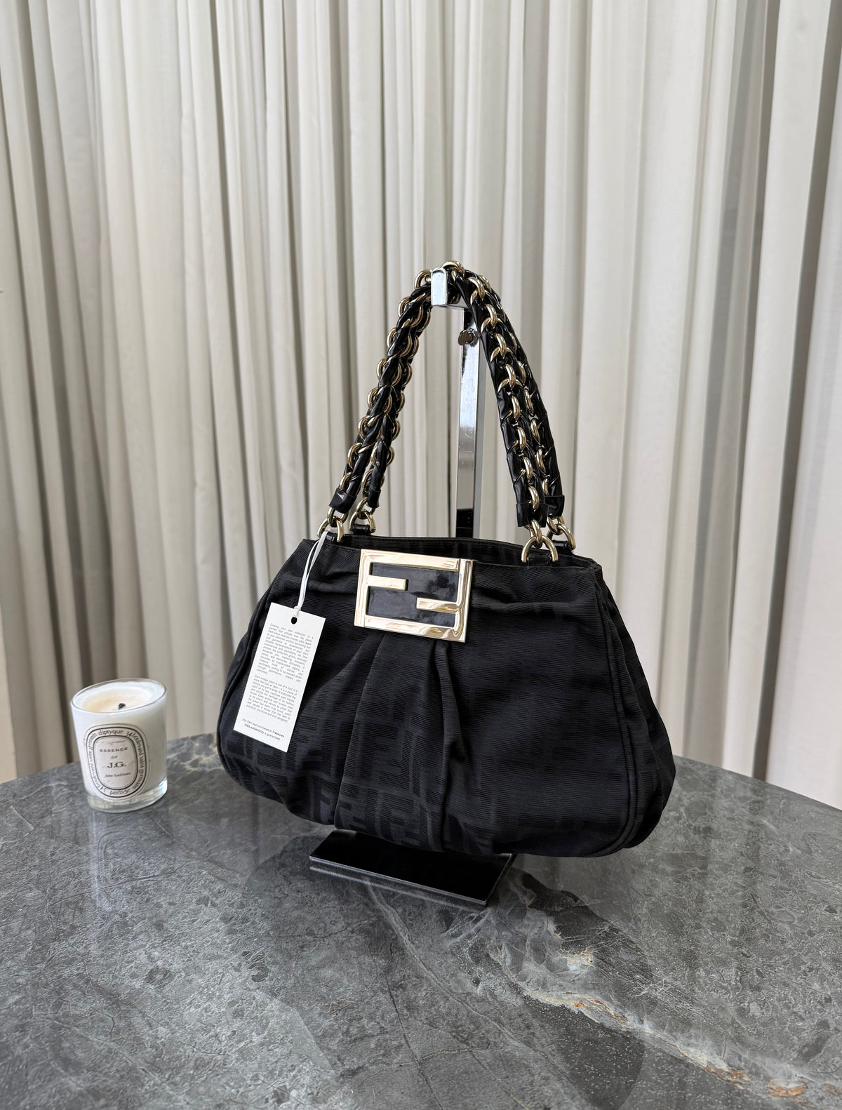 Fendi Mia Zucca Small Shoulder Bag Black